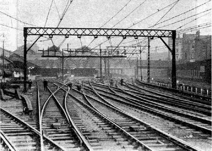 The maze of electrified track at Victoria Station