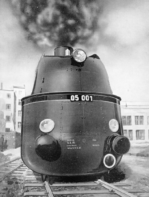 119 MILES AN HOUR was attained on a trial run by this new German streamlined locomotive 119 MILES AN HOUR was attained on a trial run by this new German streamlined locomotive