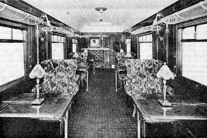 Interior of a modern saloon car on the Edelweiss Pullman