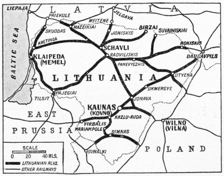 The railway system of Lithuania in 1935