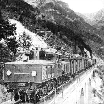 A heavy freight train on the mountainous Mittenwald line