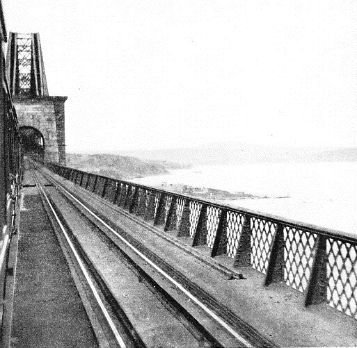 A VIEW FROM THE ABERDEEN EXPRESS as the train crosses the Forth Bridge