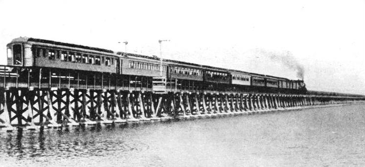 A SOUTHERN PACIFIC RAILWAY EXPRESS crossing the Great Salt Lake Utah