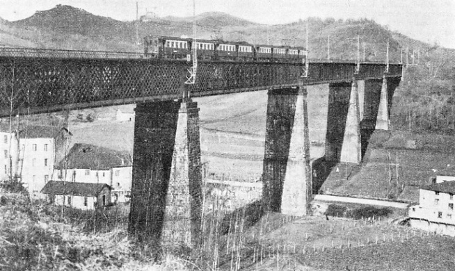 A STEEL BRIDGE OF FIVE SPANS at Ormaiztegui, 357 miles north of Madrid