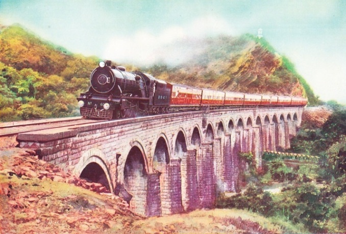 The Frontier Mail passing over a viaduct on the Darah section of the Bombay Baroda & Central India Railway