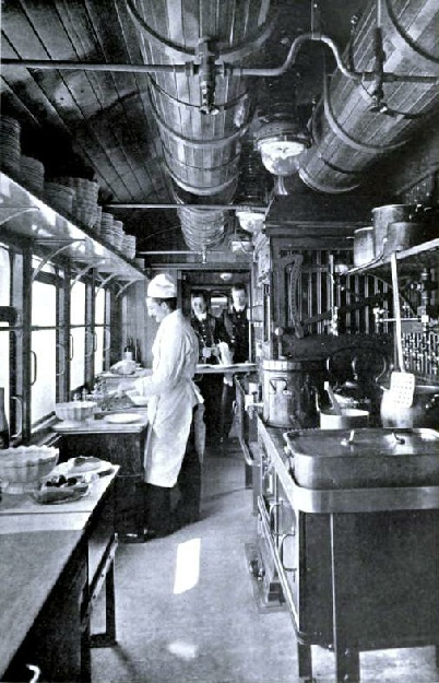 In the kitchen car of the American Special, London & North Western Railway