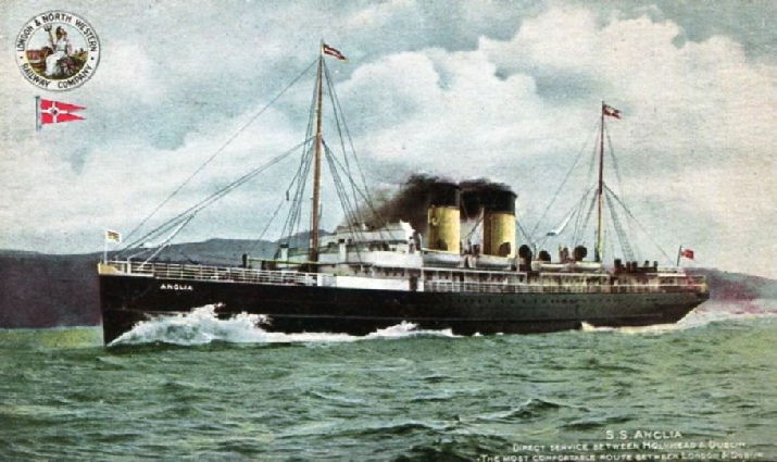 The SS Anglia leaving Holyhead for Dublin