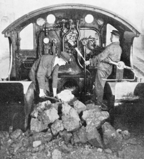 Inside the cab of a Great Western locomotive