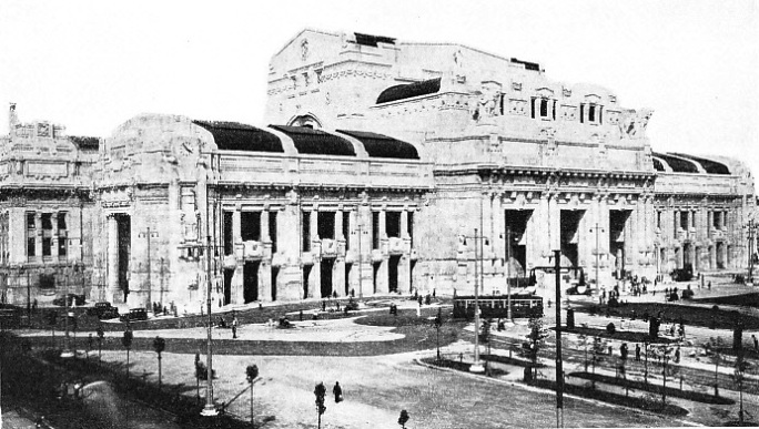 THE MAIN FAÇADE and entrance of the Milan Central Station