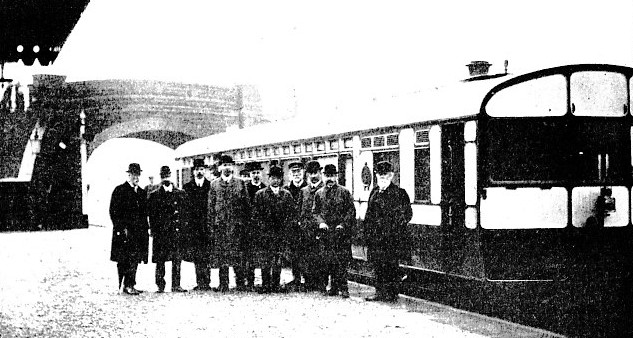 RHYD-Y-FELIN STATION on the Cardiff Railway, with trial trip train at the platform